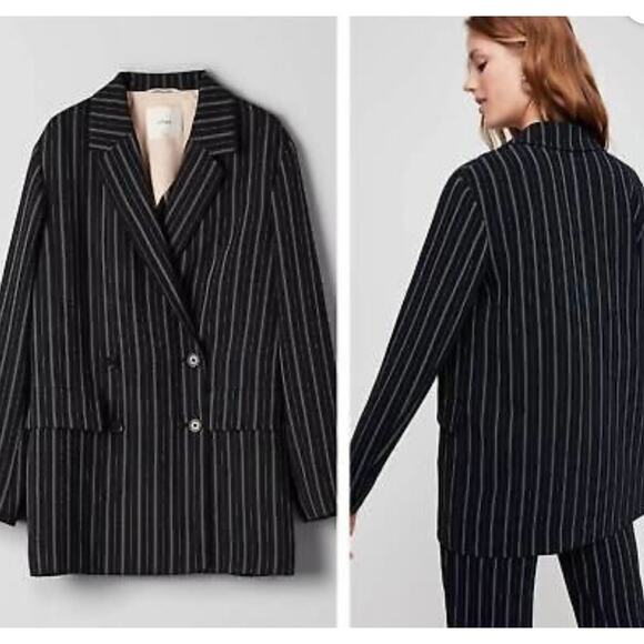 WILFRED x ARITZIA NWOT Cherrelle Pinstripe Double Breasted Blazer Jacket Small - Picture 2 of 10
